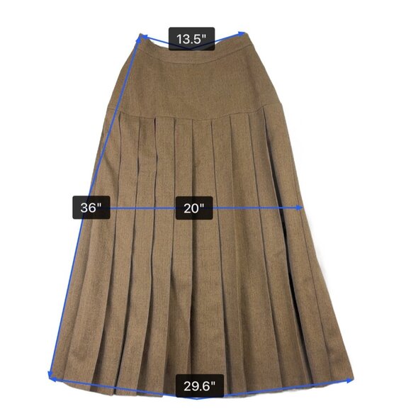 Daniel Hechter Womens Brown Wool Pleated Maxi Skirt Side Button Detail Size 38 - Picture 9 of 9